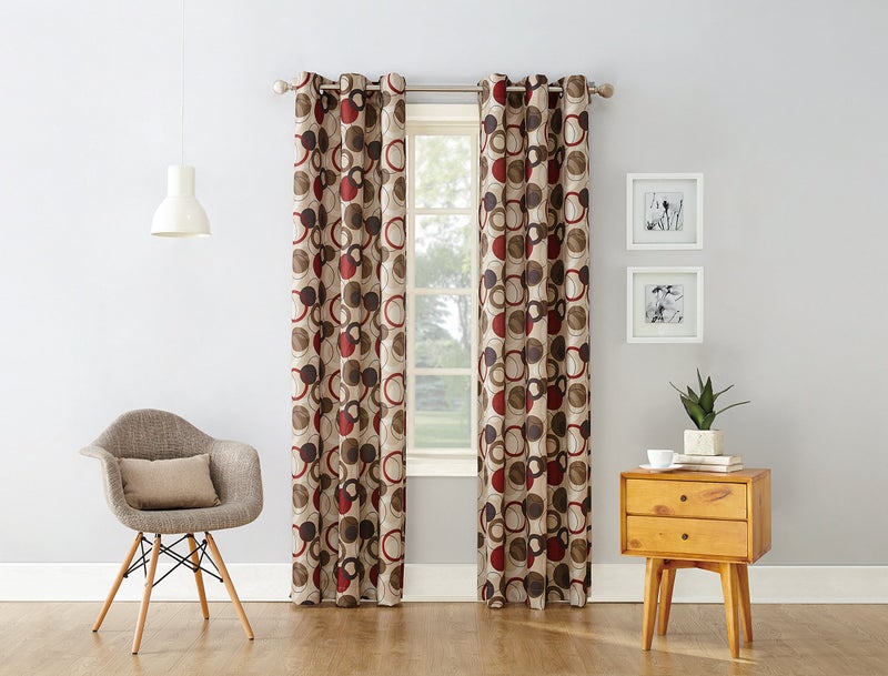 No. 918 43108 Celestial Geometric Print Grommet Curtain Panel, 48" x 63", Paprika Red - Image 5